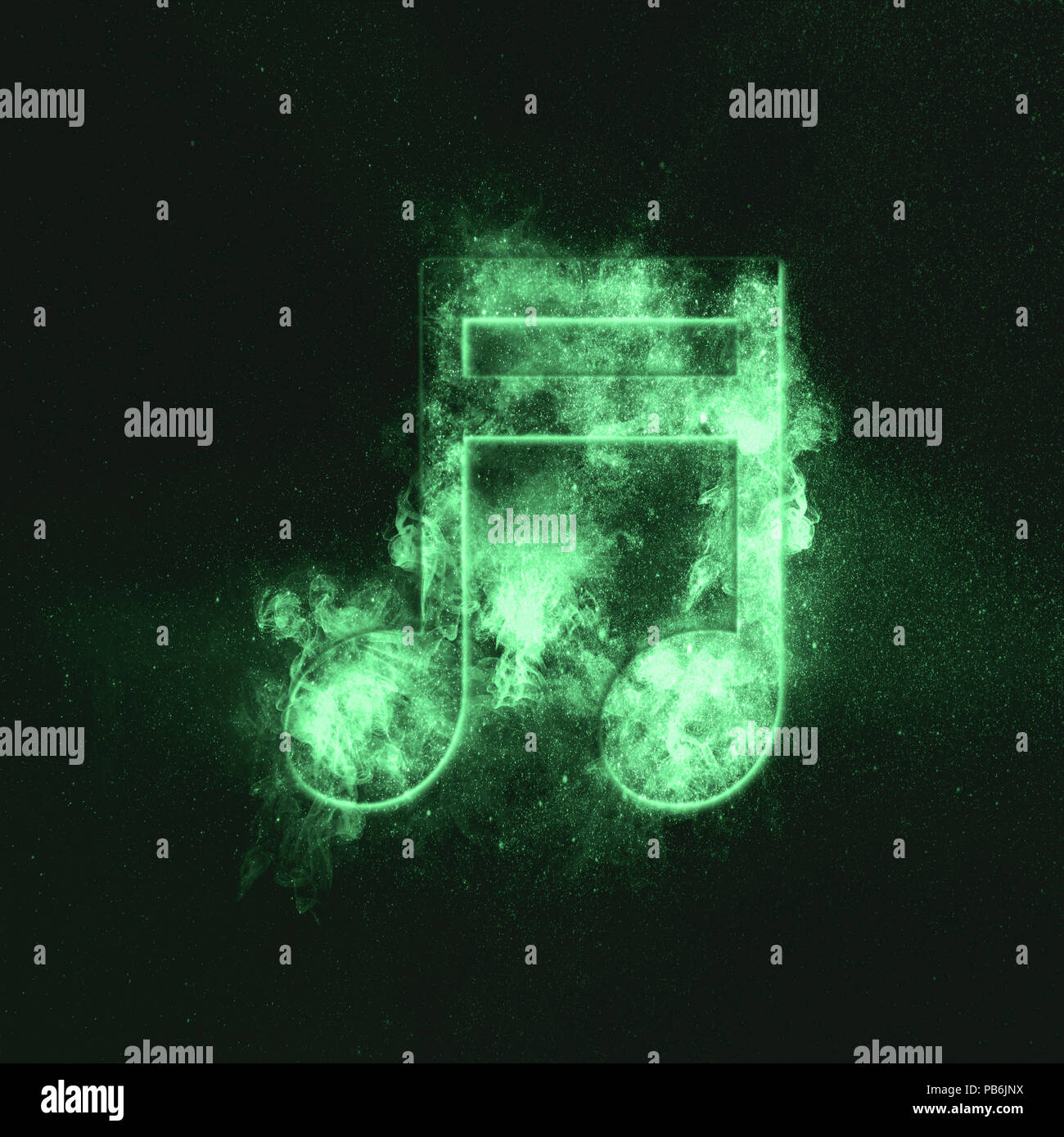 Sedicesima trasmesse simbolo di una nota musicale. Simbolo verde Foto Stock