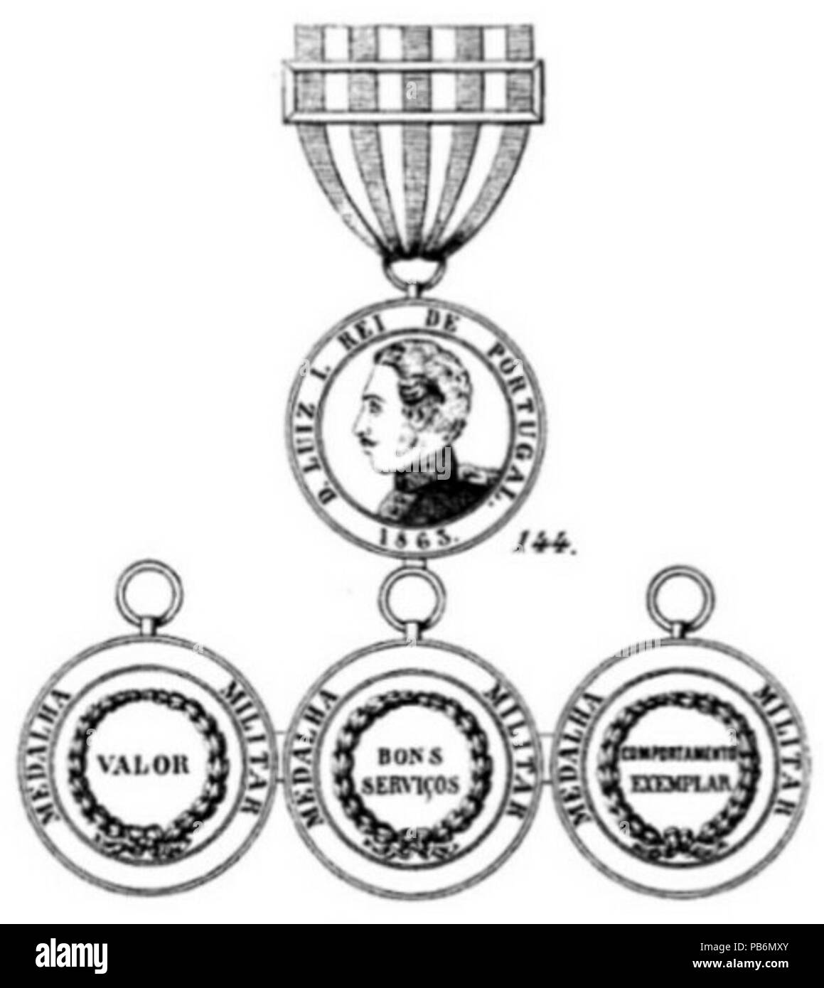 . Polski: Medaglia Wojskowy (Portugalia) Inglese: Medaglia militare (Portogallo) . 1961/1965 1012 Medalha militar Foto Stock