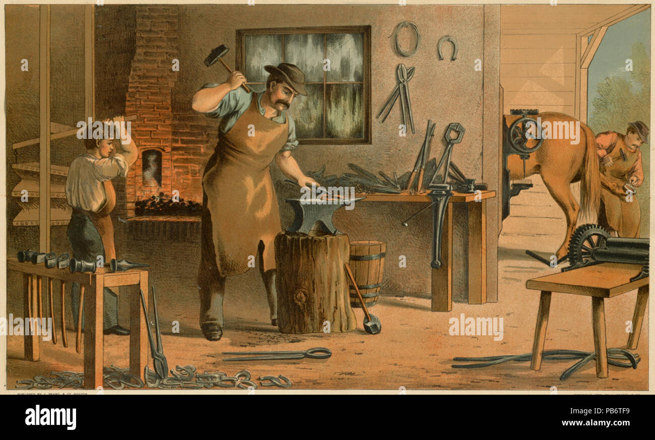 1223 Prang's Aids per oggetto l'insegnamento - mestieri e professioni - piastra 4 -fabbro dal Boston Public Library Foto Stock