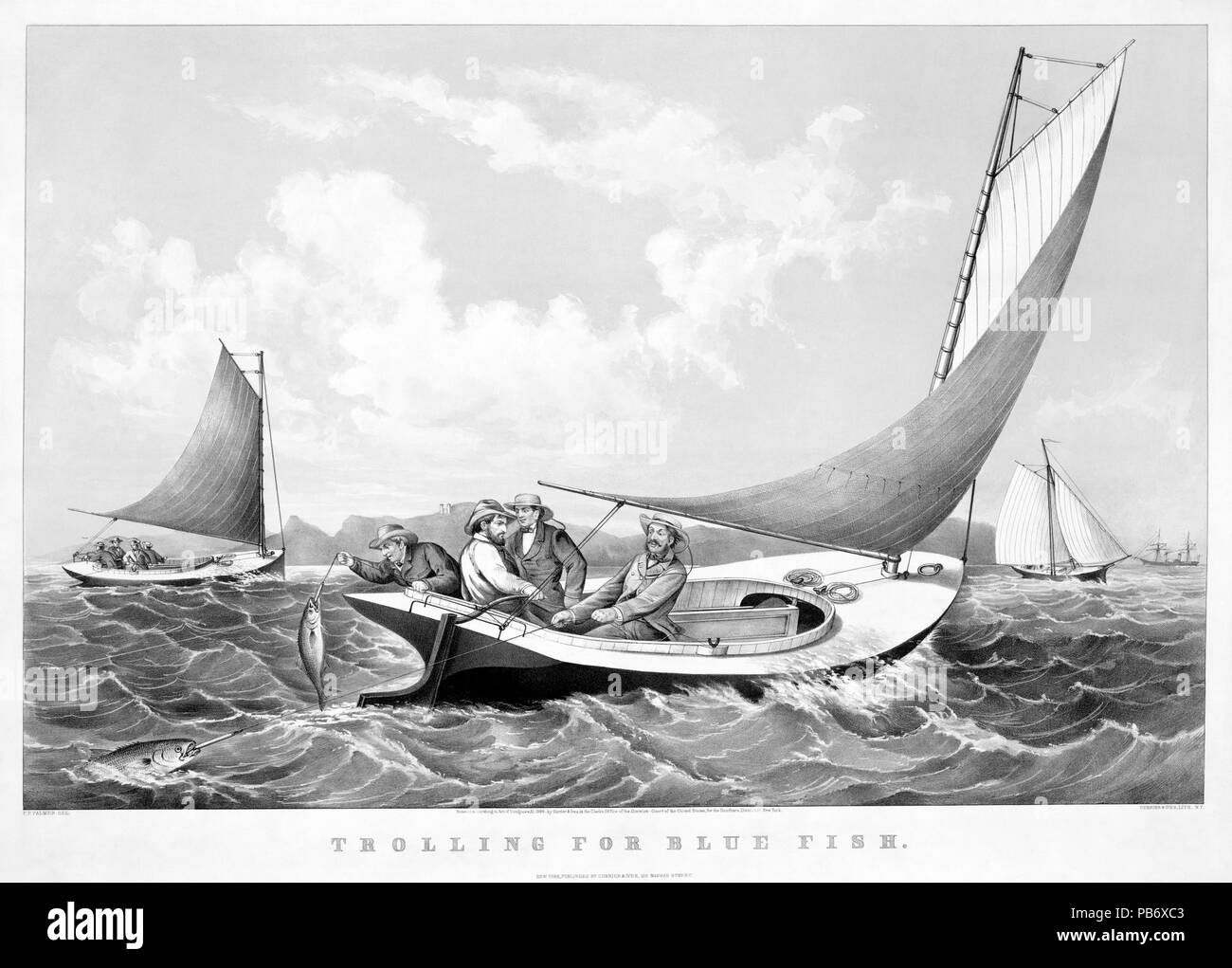 1774 Trolling per bluefish2-desaturazione Foto Stock