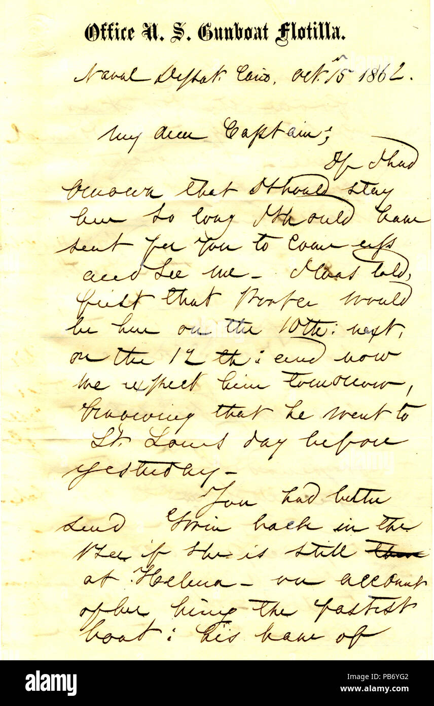 899 Lettera da C. H. Davis, deposito navale, il Cairo, Illinois, a (Seth Ledyard Phelps ), 15 Ottobre 1862 Foto Stock