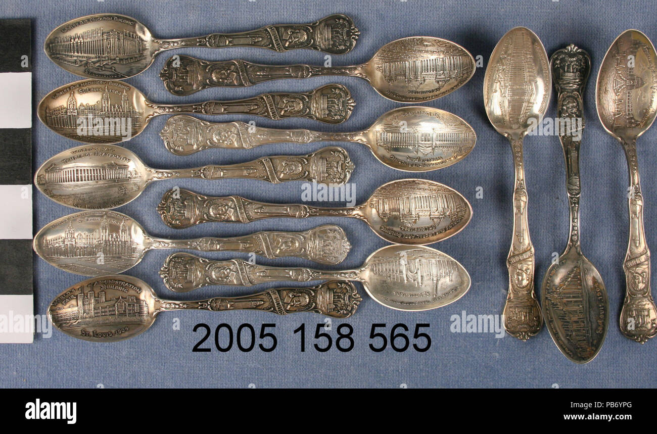 1779 dodici argento 1904 Fiera del Mondo di cucchiaini di Souvenir Foto Stock