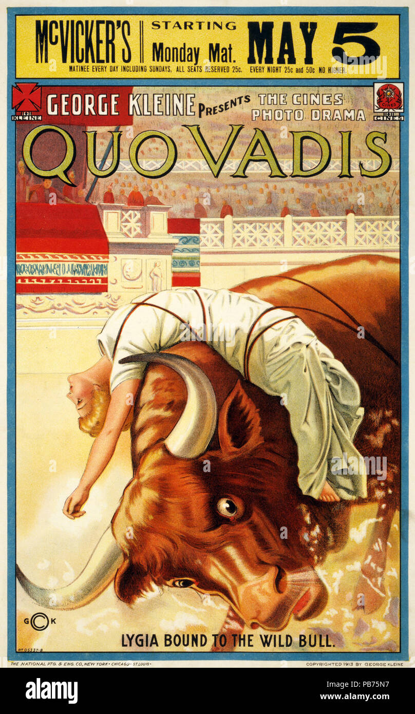 1240 Quo Vadis, Lygia legato al wild bull, poster, 1913 Foto Stock