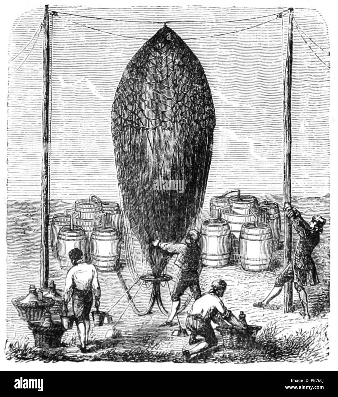 1867 meravigliose salite a palloncino, 1870 - Il palloncino gonfiato con idrogeno Foto Stock