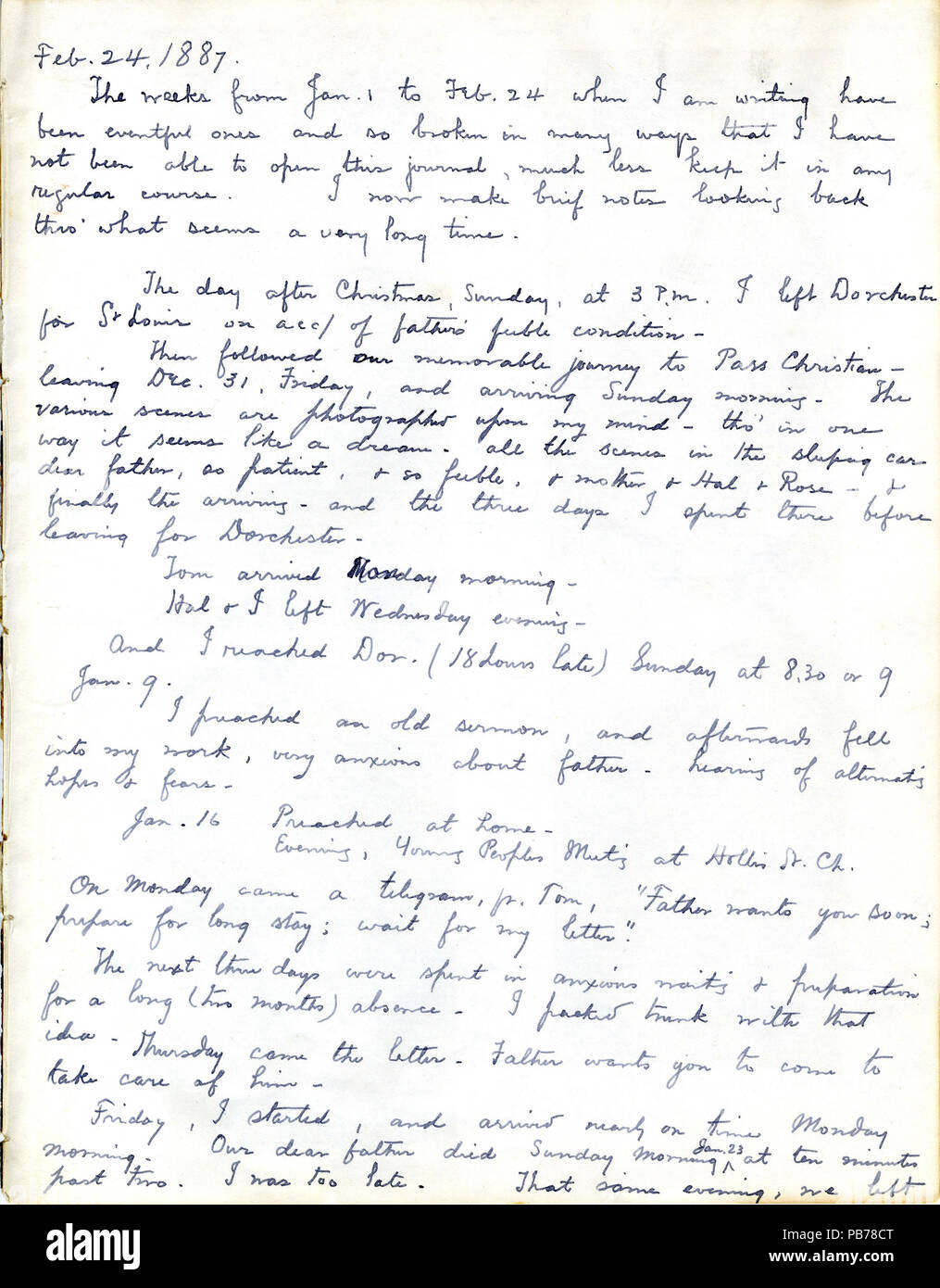 1153 pagine da Christopher Eliot's Journal e ritagli di giornale circa la morte di William G. Eliot, 1887 Foto Stock