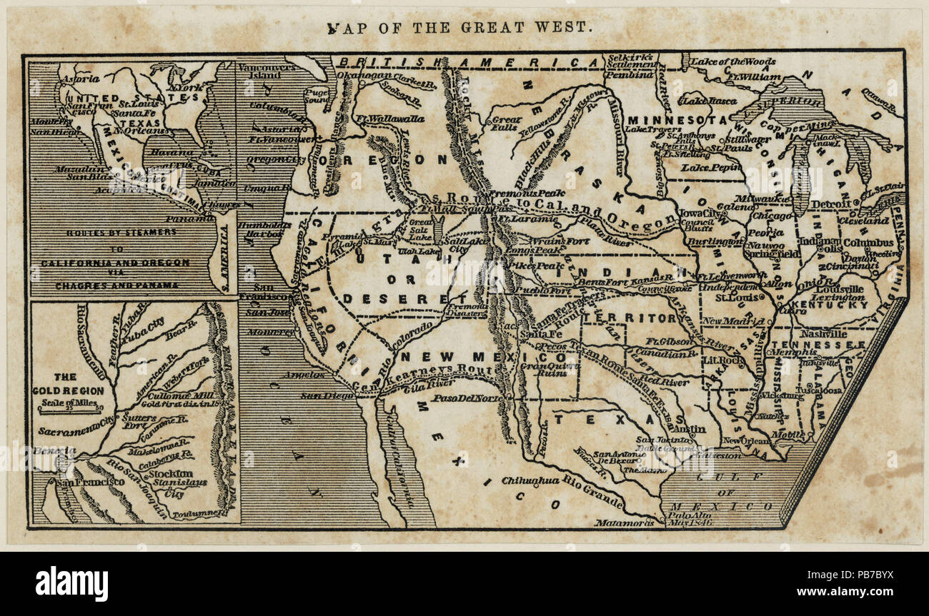 994 Mappa del Grande Ovest. Da "Collezioni storiche del Grande Ovest" da Henry Howe. Cincinnati, 1854, p. 349 Foto Stock