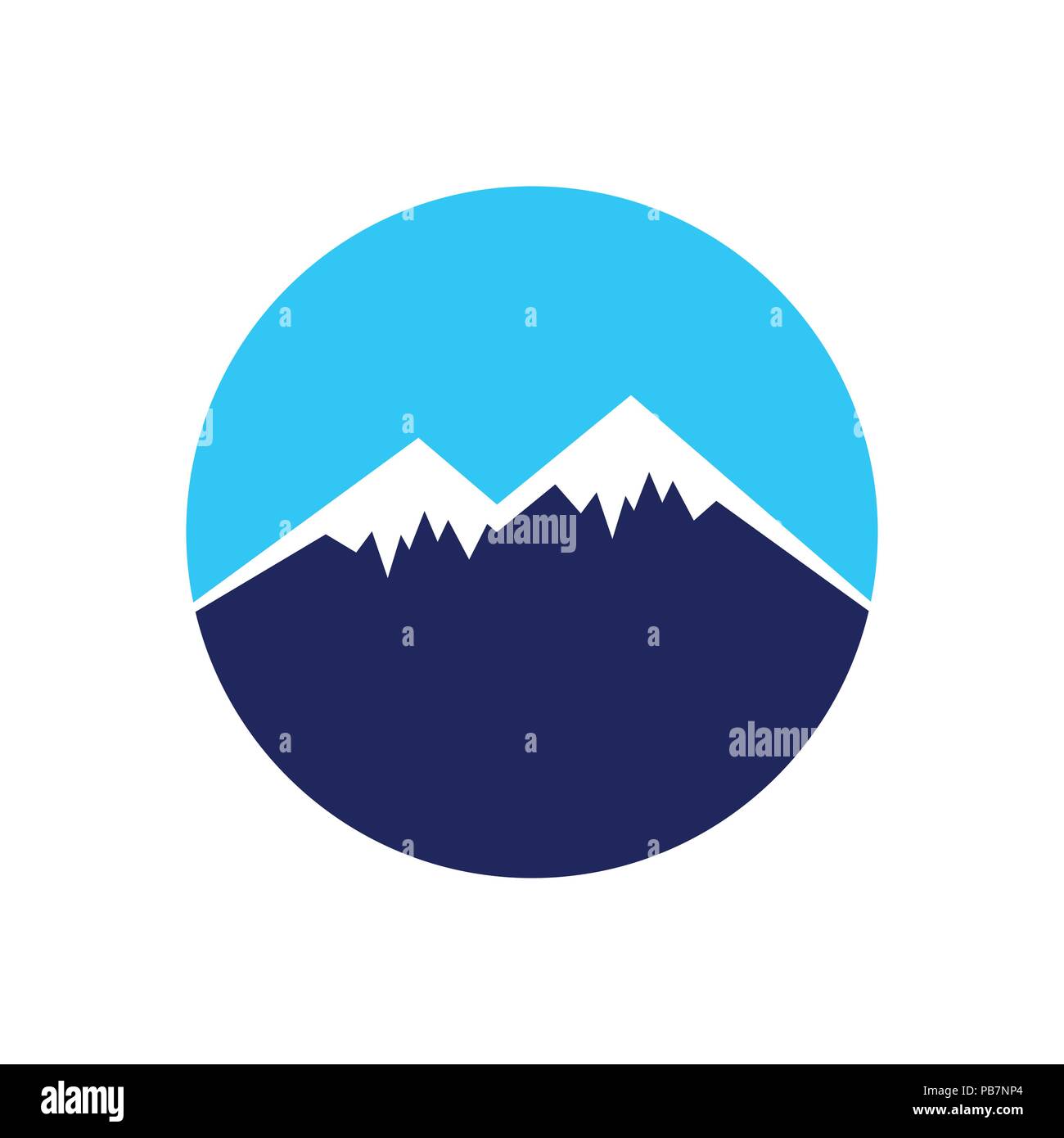 Icy Mountain Top cerchio simbolo vettore Logo grafico del modello di progettazione Illustrazione Vettoriale