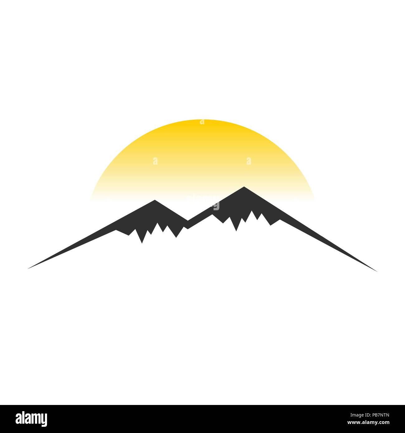 Sole di montagna visualizza il simbolo di vettore Logo grafico del modello di progettazione Illustrazione Vettoriale
