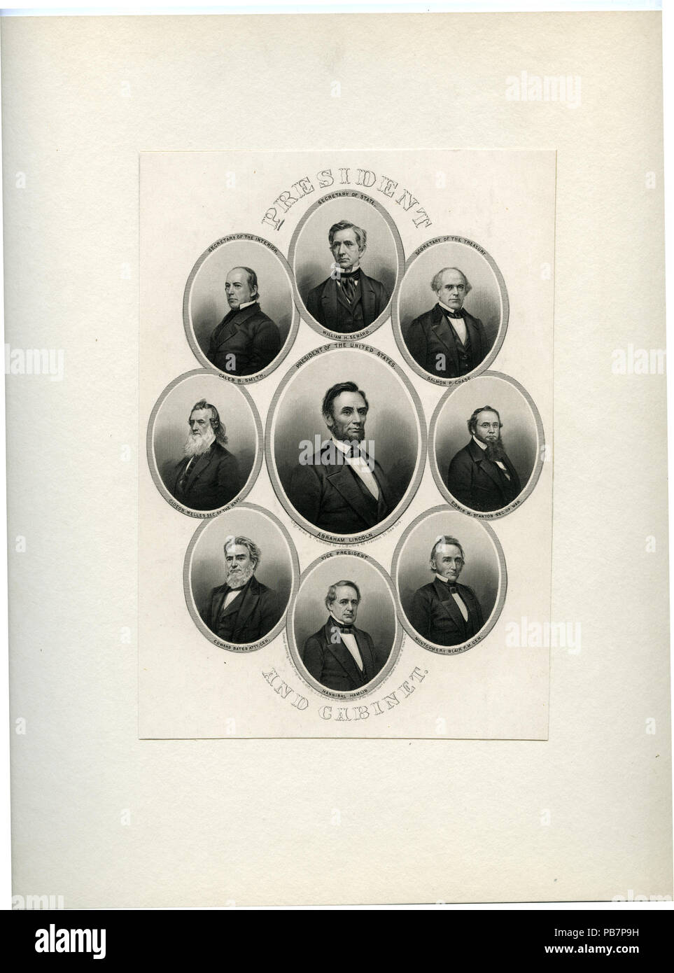 1225 il Presidente Lincoln e cabinet Foto Stock