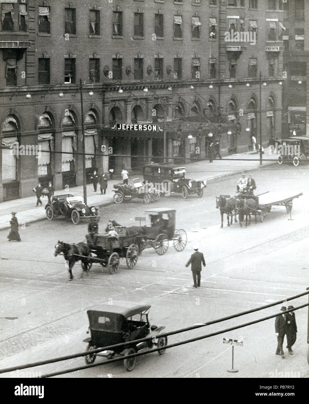 1816 Vista del Jefferson Hotel sull'angolo nordoccidentale del dodicesimo e locusta strade Foto Stock