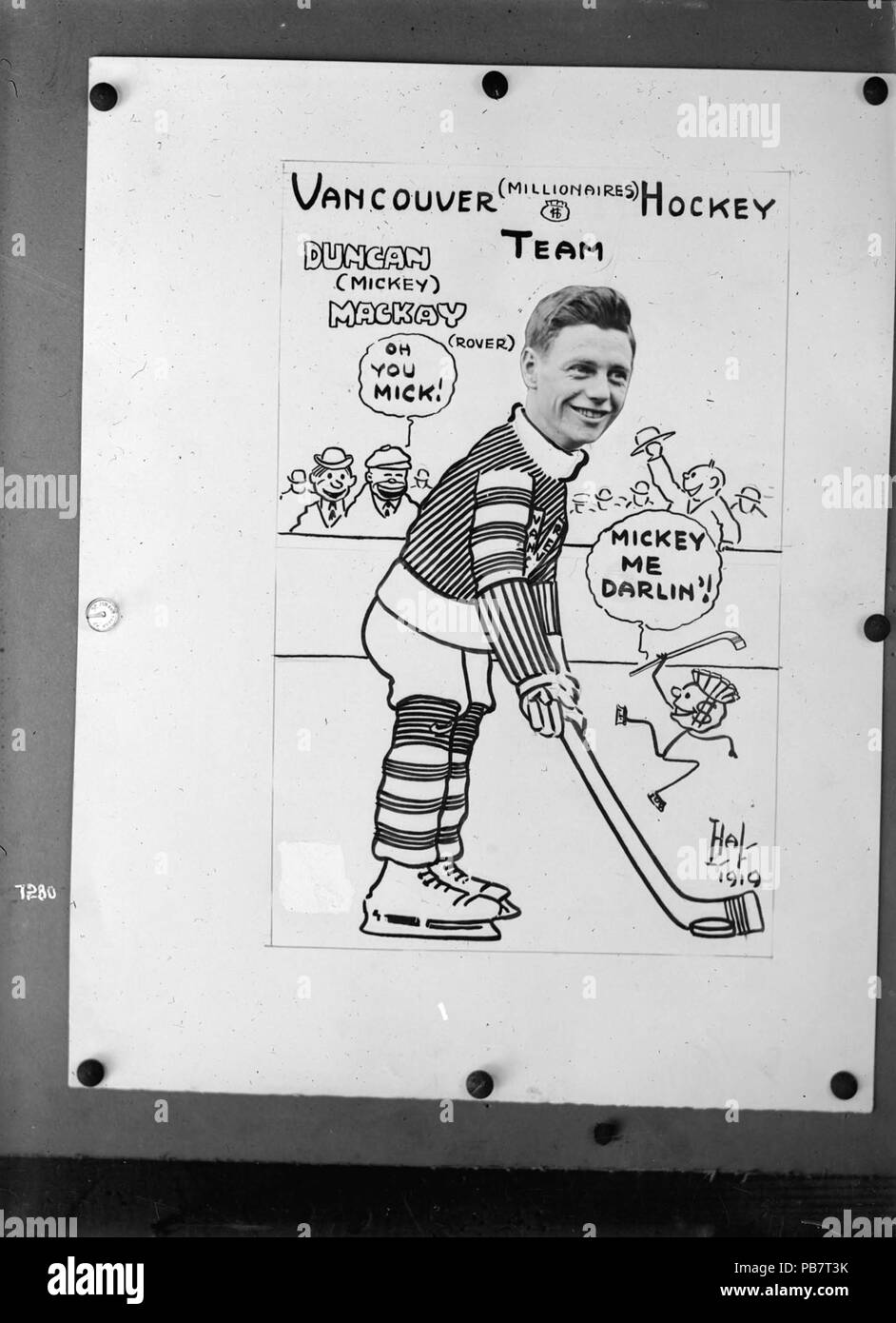 1800 Vancouver (milionari) squadra di hockey, Vancouver Hockey Club copia di photocaricature di Duncan " Mickey " Mackay Foto Stock