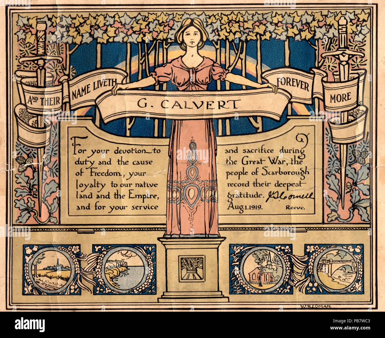 1293 Scarborough, Ontario, grande guerra certificato al G Calvert Foto Stock