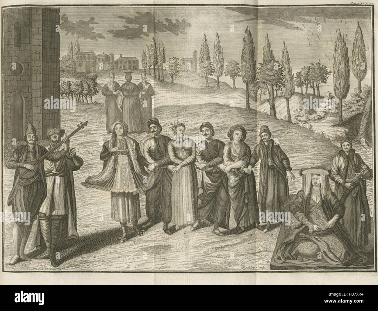 729 Greek Wedding in Edirne (rappresentazione immaginaria) - La Mottraye Aubry De - 1727 Foto Stock