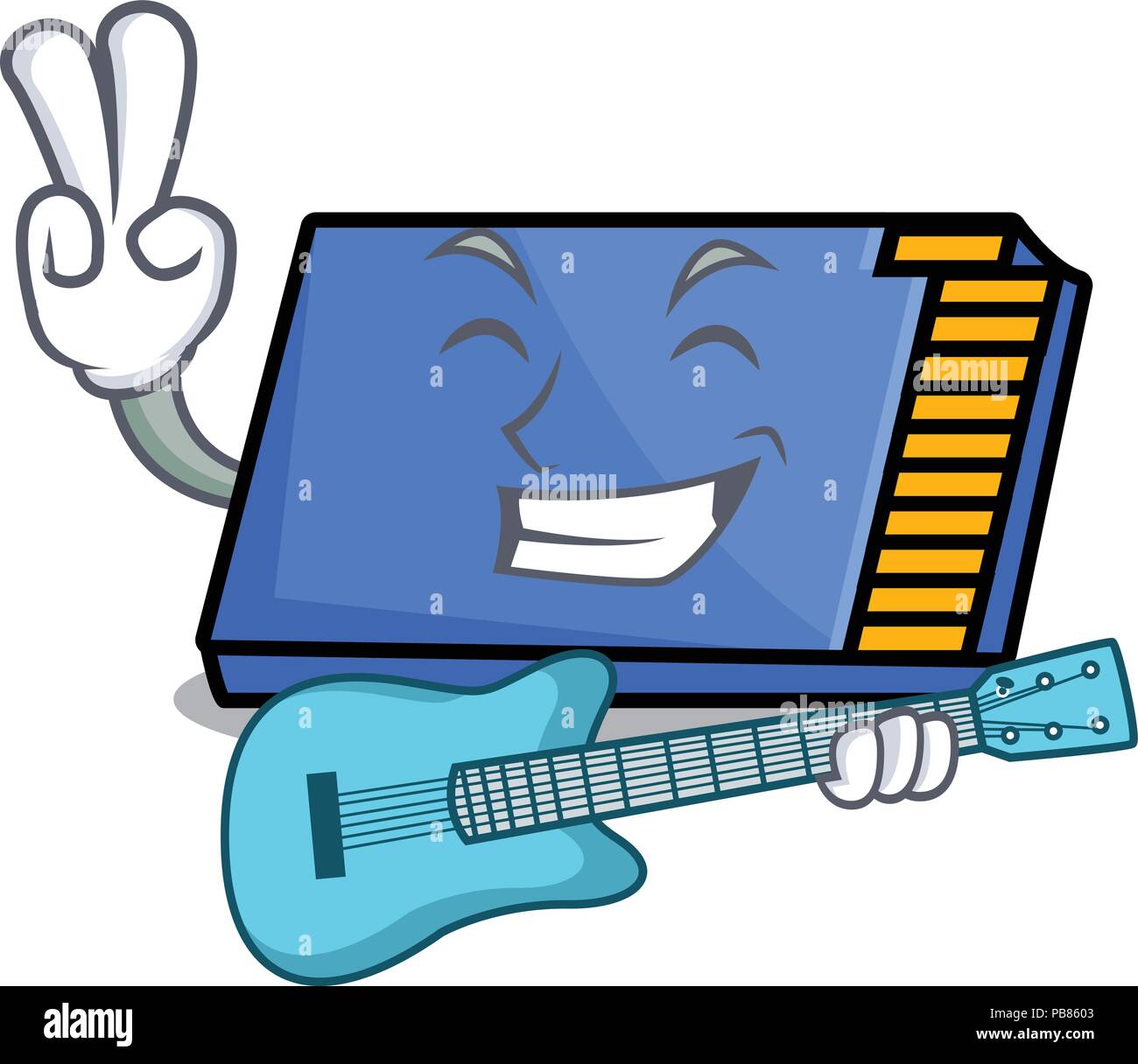 Chitarra con scheda di memoria mascotte cartoon Illustrazione Vettoriale