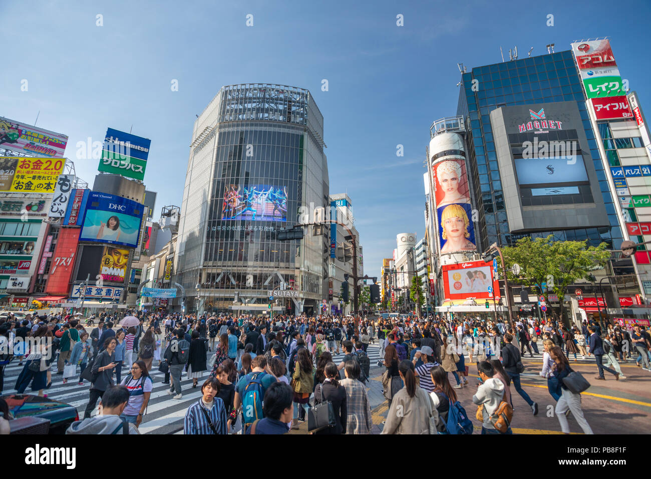 Giappone Tokyo City, Stazione di Shibuya , Hachiko Crossing Foto Stock
