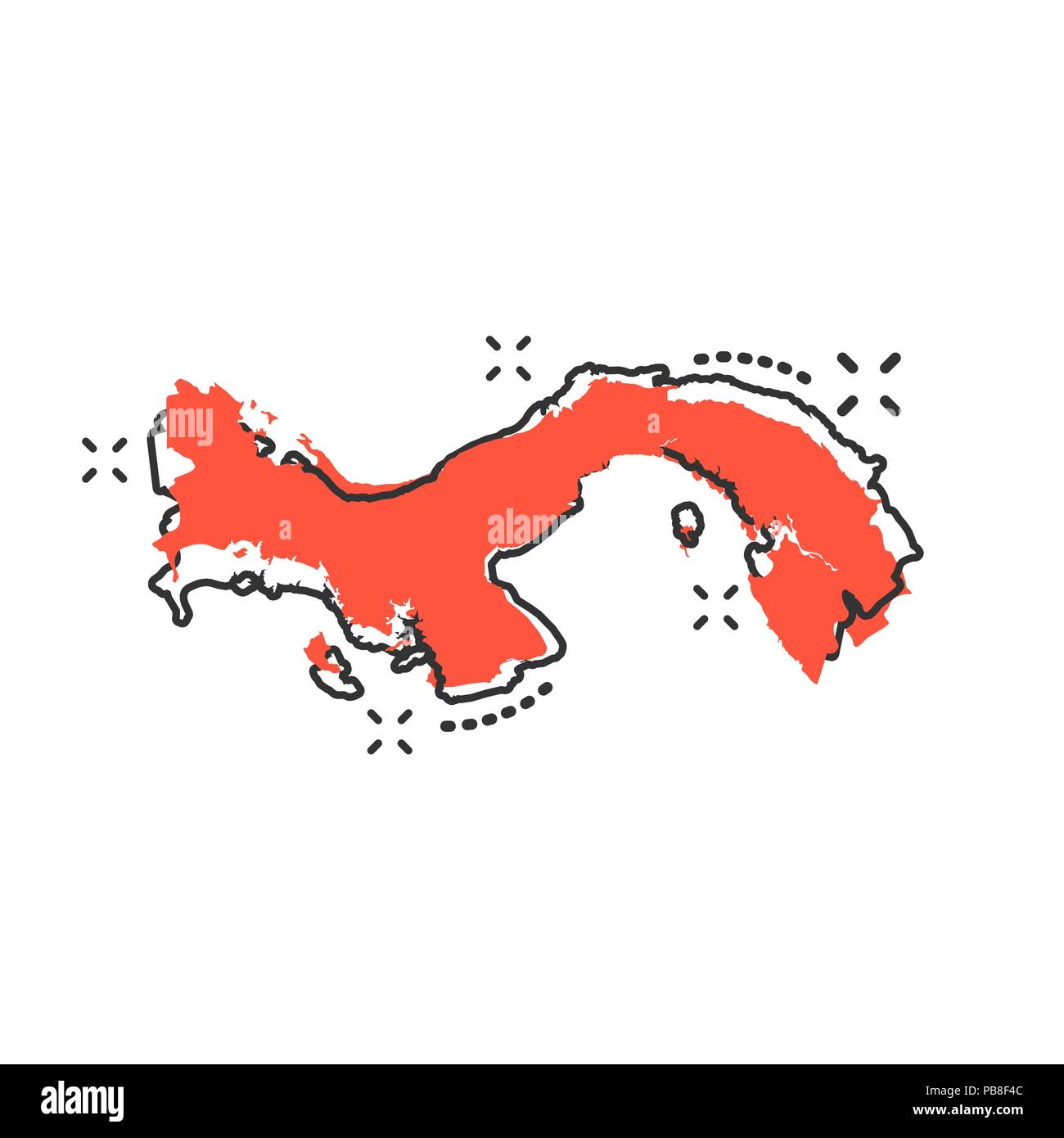 Vector cartoon Panama icona Mappa in stile fumetto. Segno di Panama ...