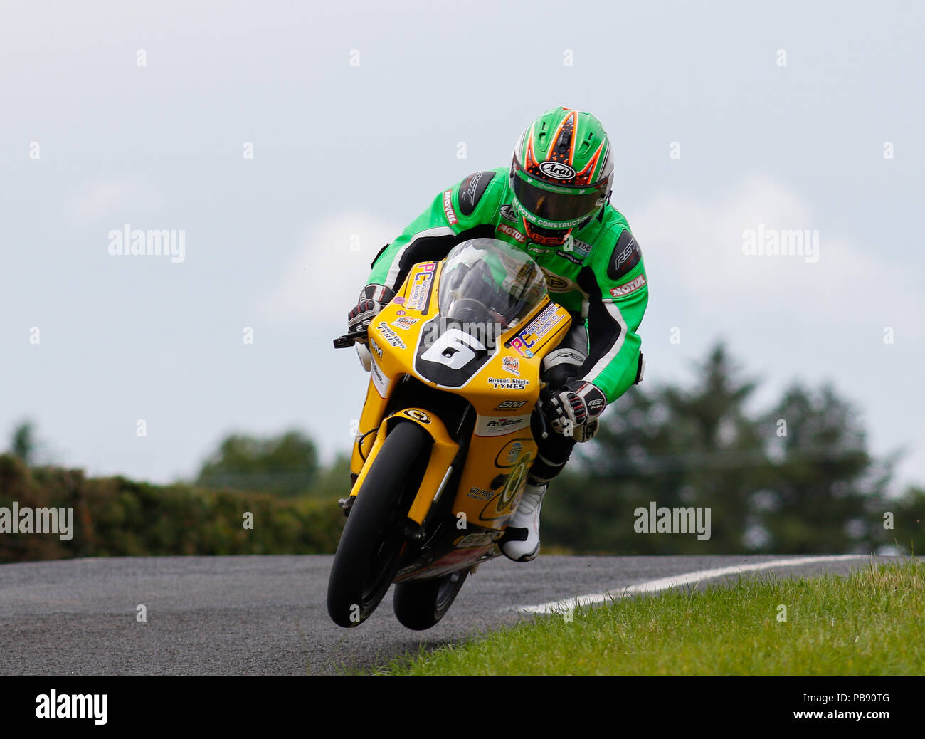 Armoy, Antrim, Irlanda del Nord. 27 Luglio, 2018. Il Armoy gare su strada; Derek McGee qualificato più veloce in Moto3 categoria Credito: Azione Sport Plus/Alamy Live News Foto Stock