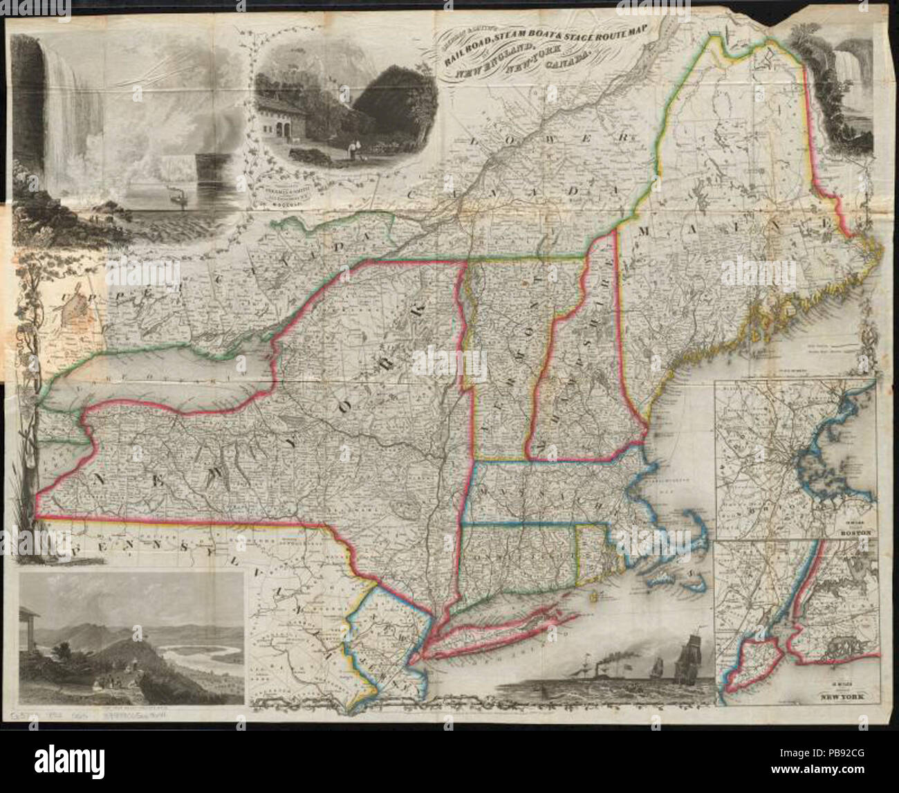 1315 Sherman e Smith è ferrovia, battello a vapore e la fase mappa del percorso del New England, New York e Canada (10089510624) Foto Stock