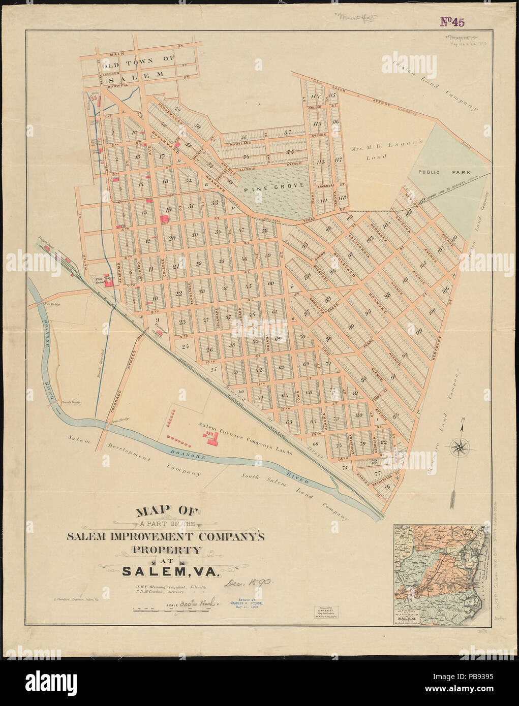 993 Mappa di una parte di Salem Miglioramento della Società immobiliare a Salem, Va. (11842541095) Foto Stock