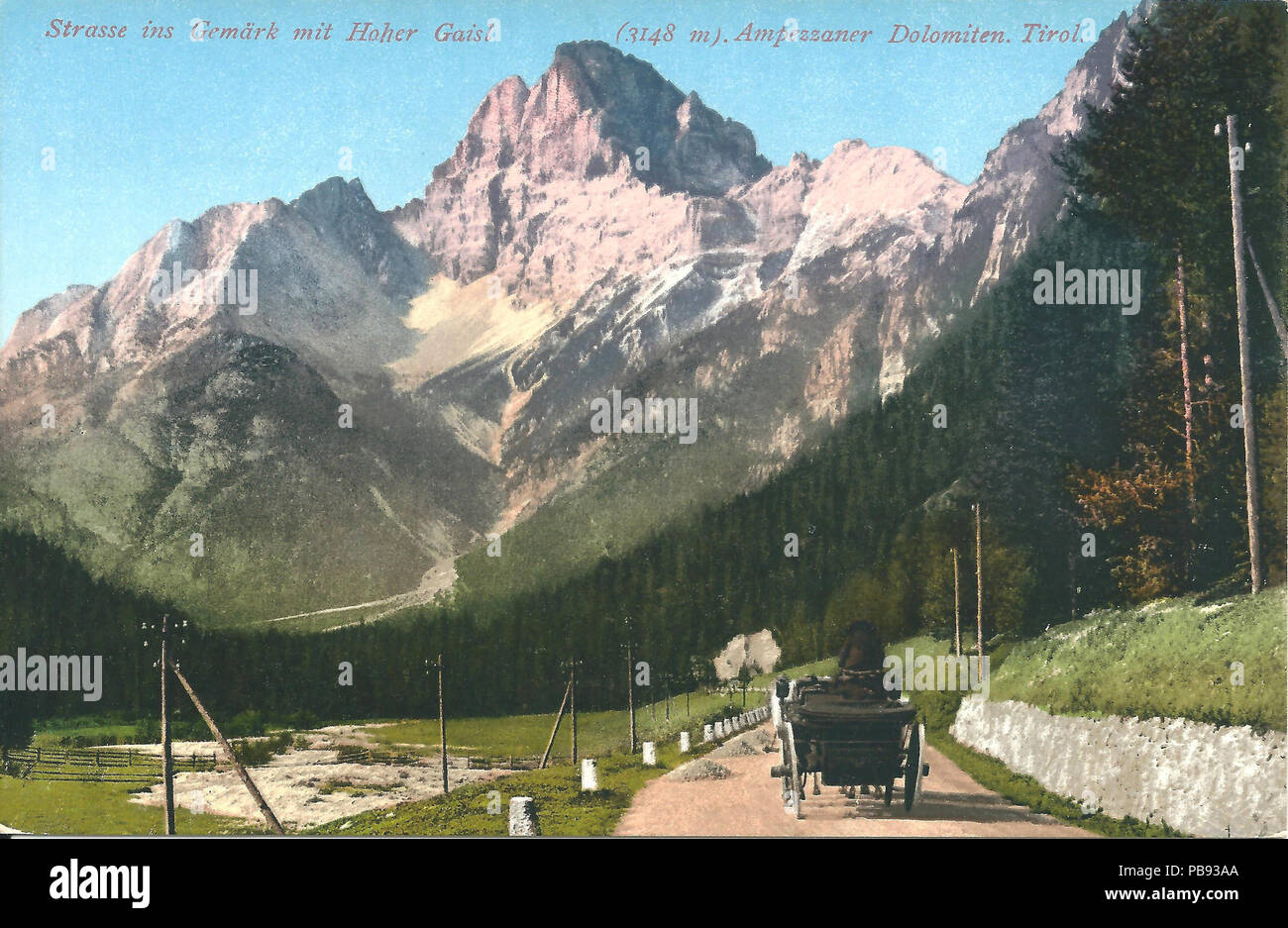 769 Horsedrawn carrello nelle Dolomiti Foto Stock
