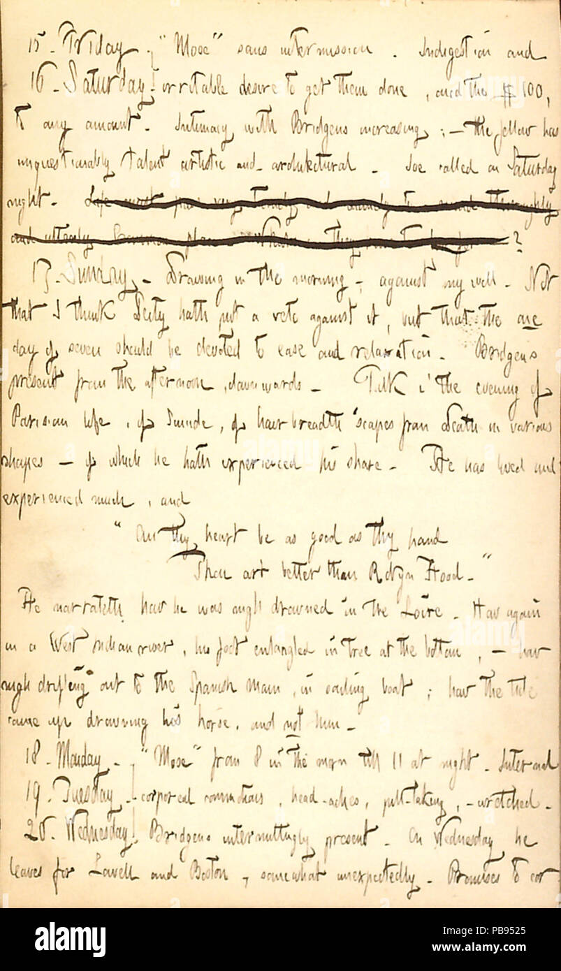 1721 Thomas Butler diari Gunn- Volume 1, pagina 95, 15-20 marzo, 1850 Foto Stock