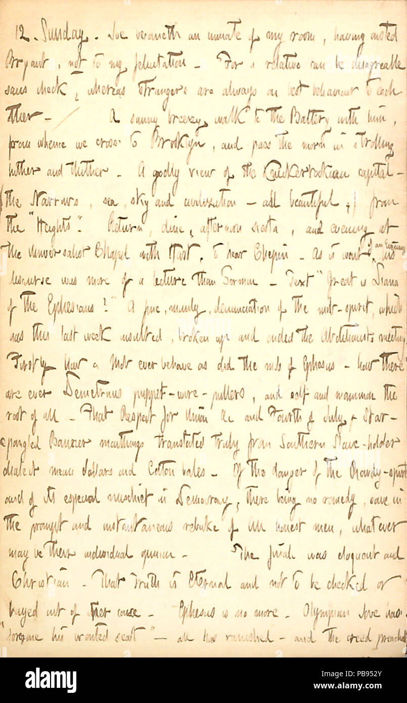 1720 Thomas Butler diari Gunn- Volume 1, pagina 114, 12 maggio 1850 Foto Stock