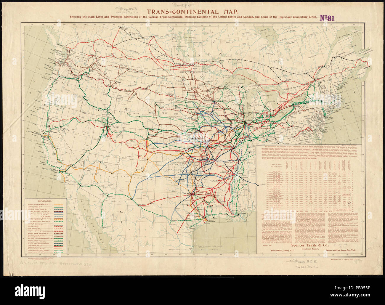 1771 trans-continentale - mappa che mostra le principali linee e proposte di estensioni dei vari trans-continentale dei sistemi ferroviari degli Stati Uniti e Canada e di alcune importanti linee di collegamento (13985818896) Foto Stock