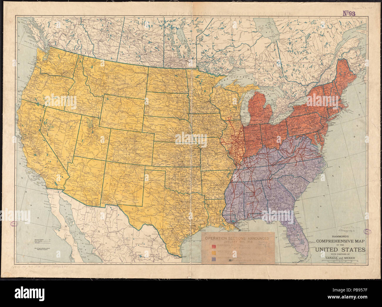 740 Hammond's mappa completa degli Stati Uniti con porzioni del Canada e del Messico (13985590694) Foto Stock