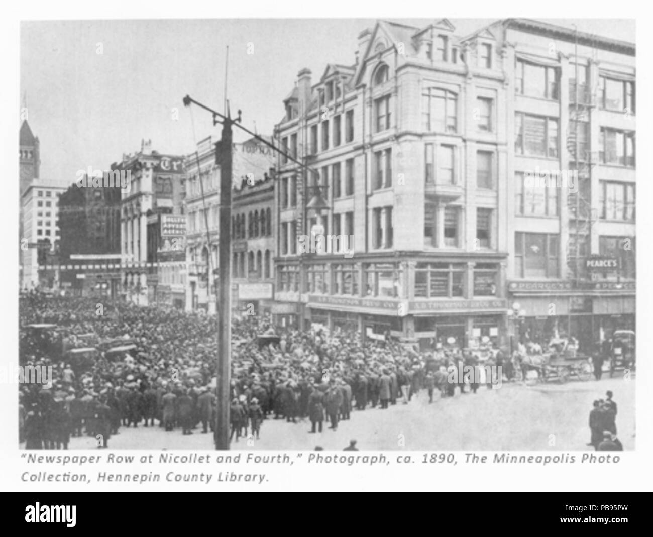 . Inglese: un'immagine del giornale di fila in Minneapolis . circa 1890 1098 Giornale fila (Minneapolis) Foto Stock