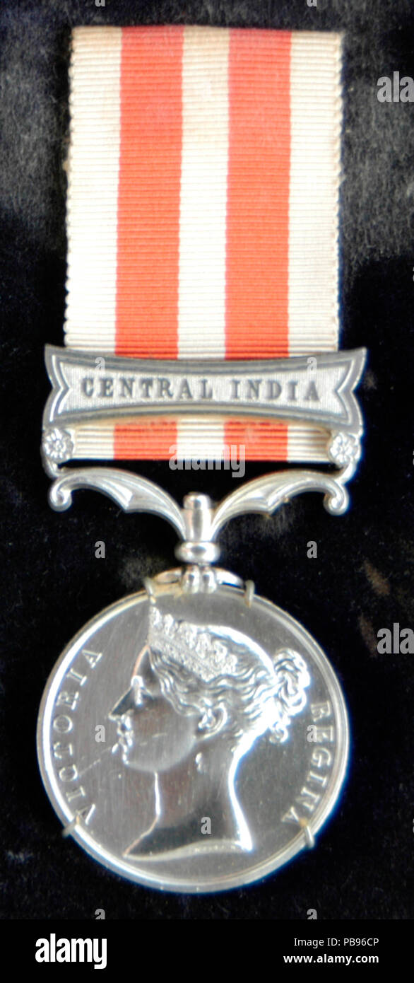 801 ammutinamento indiano medaglia con India Centrale chiusura appartenenti al generale De Salis Foto Stock