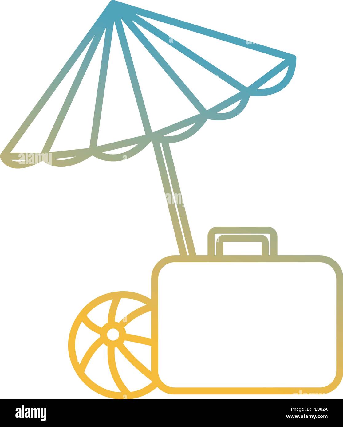 Ombrellone in spiaggia con la valigia e palloncino illustrazione vettoriale  design Immagine e Vettoriale - Alamy