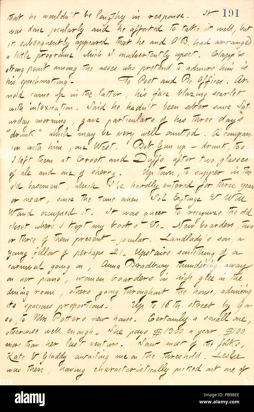 1721 Thomas Butler diari Gunn- Volume 10, pagina 214, 2 maggio 1859 Foto Stock