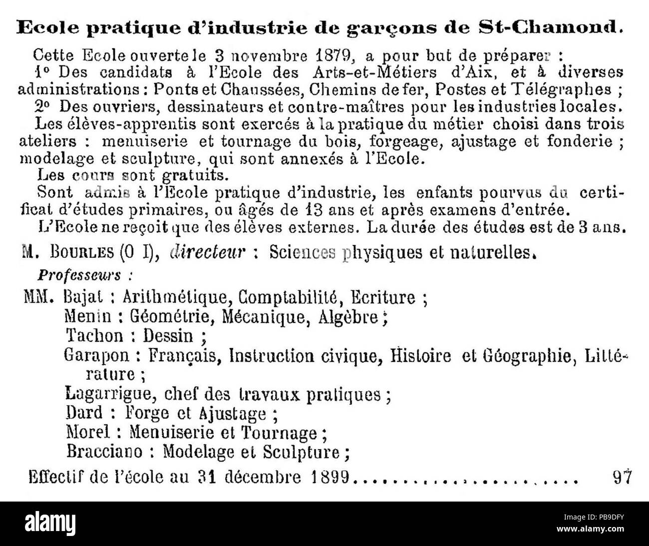1882 École Pratique d'industrie de Saint-Chamond, Annuaire Loire 1900 Foto Stock