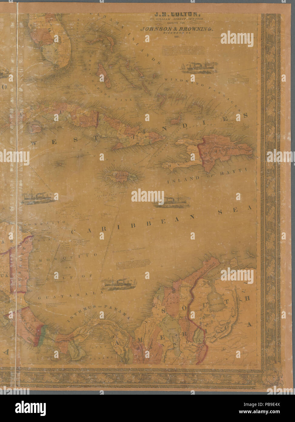 842 Johnson è di nuovo illustrato &AMP; abbellito county map delle repubbliche di America del Nord, con le isole adiacenti &AMP; paesi (NYPL b20643857-5437659) Foto Stock