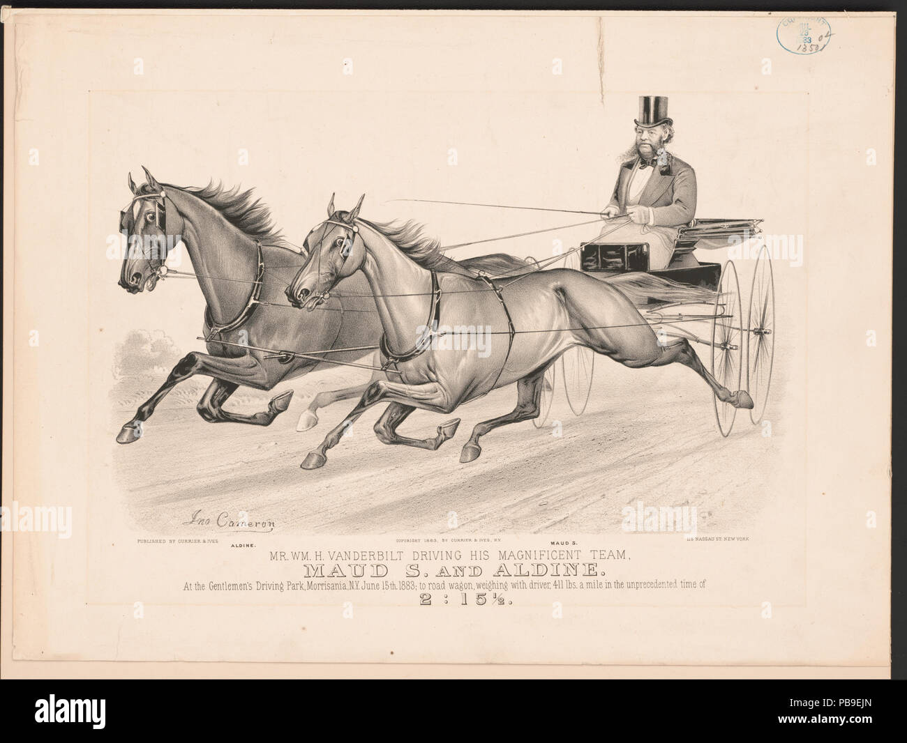 1066 il sig. Wm. H. Vanderbilt alla guida della sua magnifica squadra, Maud S. e Aldine LCCN2002710598 Foto Stock