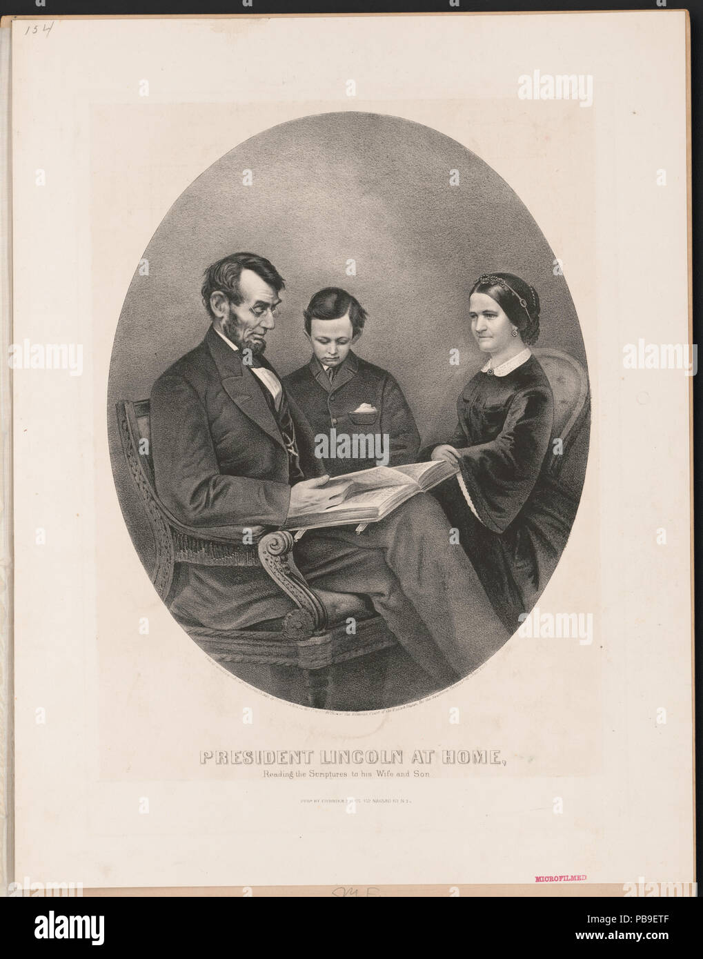 Http://hdl.loc.gov/loc.pnp/pga.09654 1225 Presidente Lincoln a casa- leggendo le Scritture a sua moglie e figlio LCCN2001702378 Foto Stock