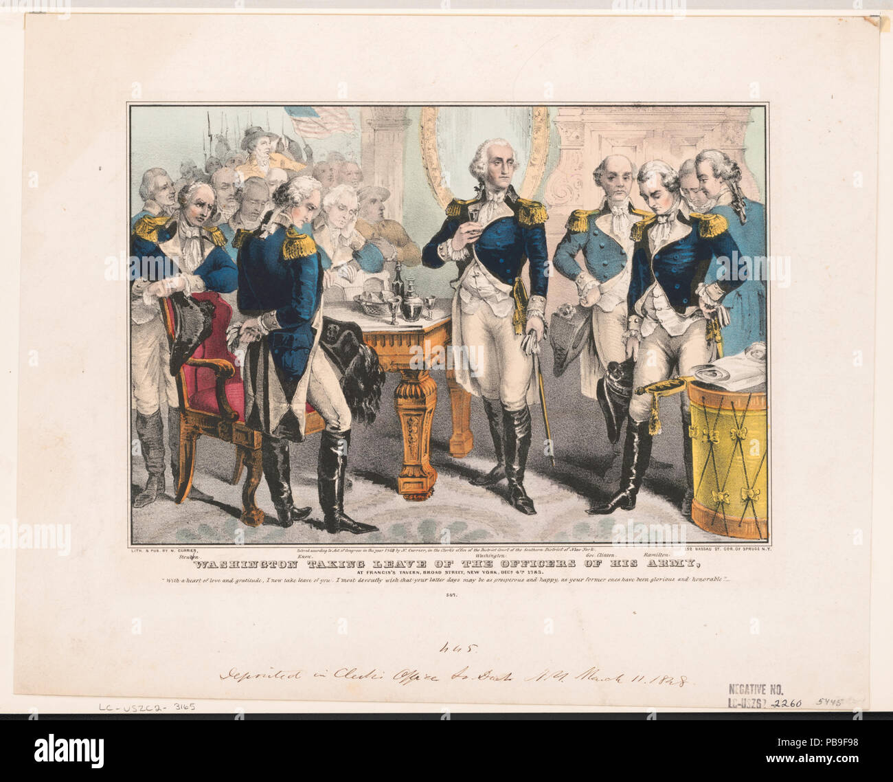 1834 Washington congedo degli ufficiali del suo esercito- a Francesco's Tavern, Broad Street, New York, Decr. 4th. 1783 LCCN2002698184 Foto Stock