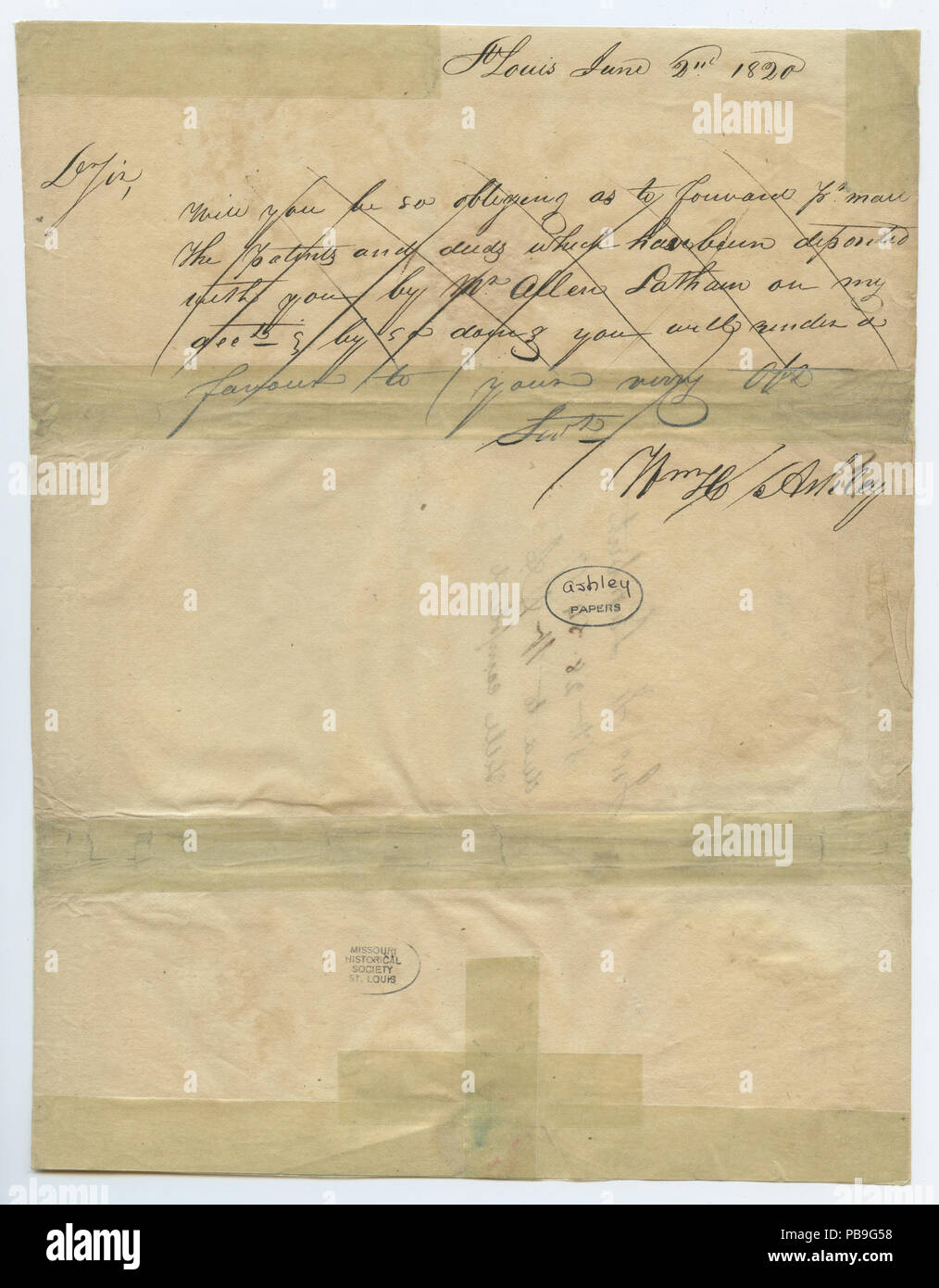 1120 Nota firmata William H. Ashley, St. Louis, jno. F. Lambert (John F. Lambert), 2 giugno 1820 Foto Stock