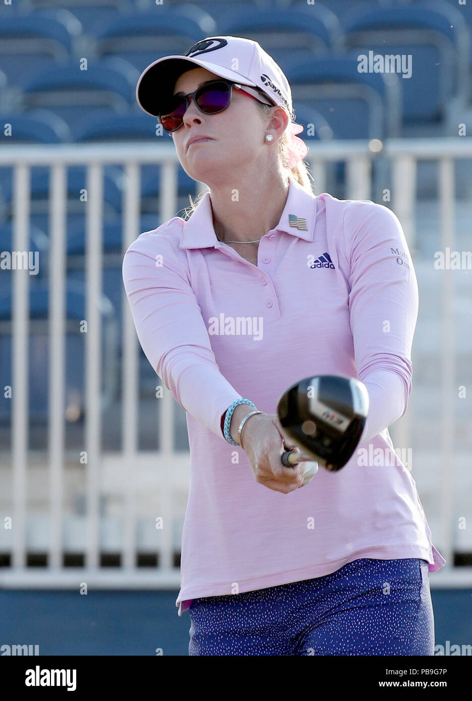 USA's Paula Creamer sul 1 ° tee durante il giorno due del 2018 Aberdeen Standard Investments Ladies Scottish Open al Gullane Golf Club. STAMPA ASSOCIAZIONE Foto, Foto data: Venerdì 27 luglio 2018. Il credito fotografico dovrebbe essere: Jane Barlow/PA Wire. Foto Stock