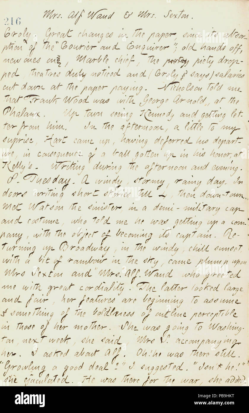 1727 Thomas Butler diari Gunn- Volume 17, pagina 229, 7 ottobre 1861 Foto Stock
