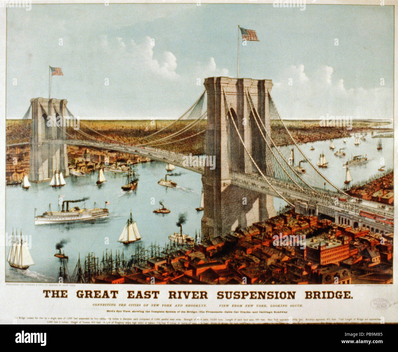 1640 Il grande East River sospensione ponte- che collega la città di New York e Brooklyn LCCN2001704264 Foto Stock
