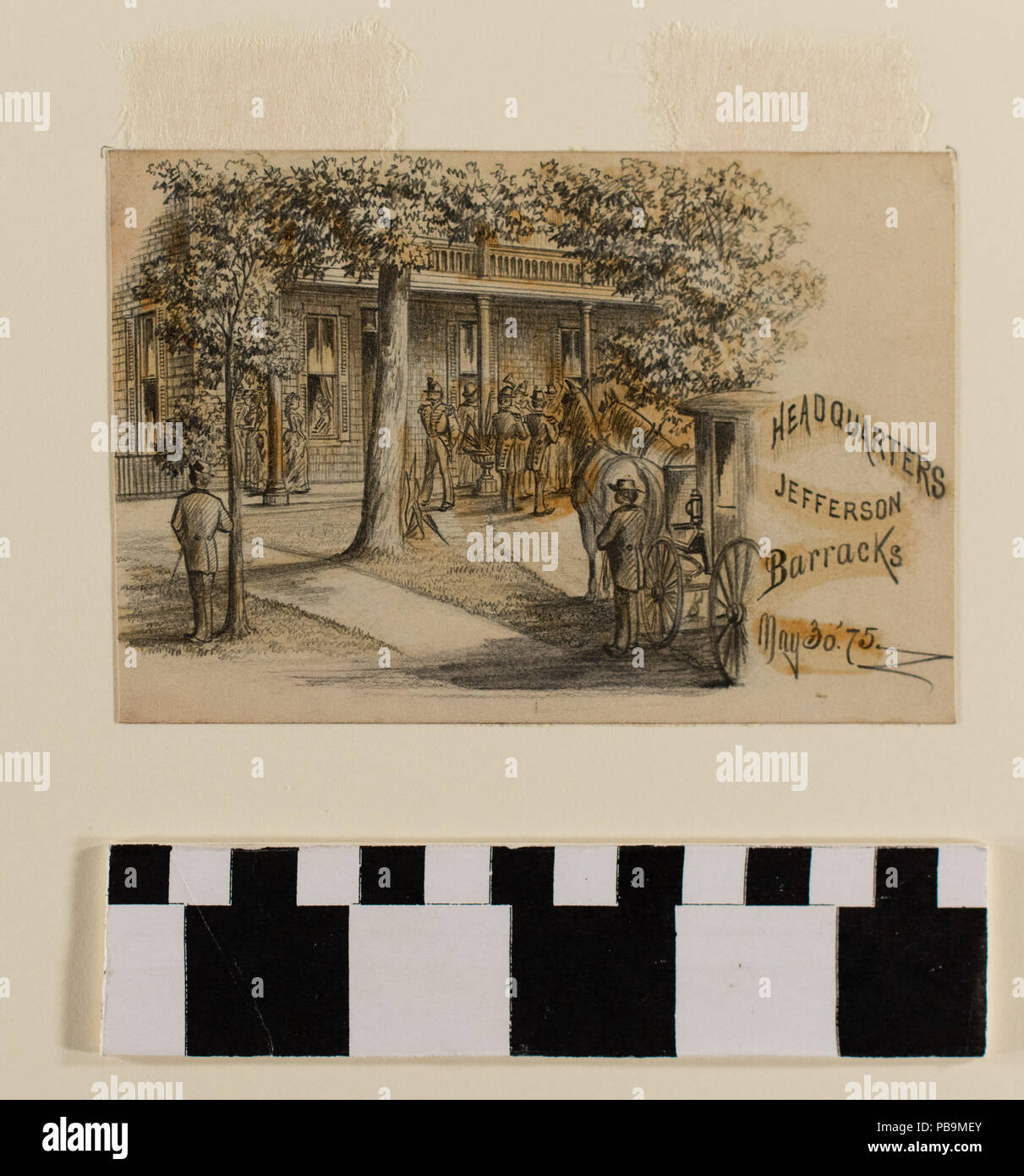 1180 Disegno a matita di Jefferson caserma sede di A.B. Greene Foto Stock