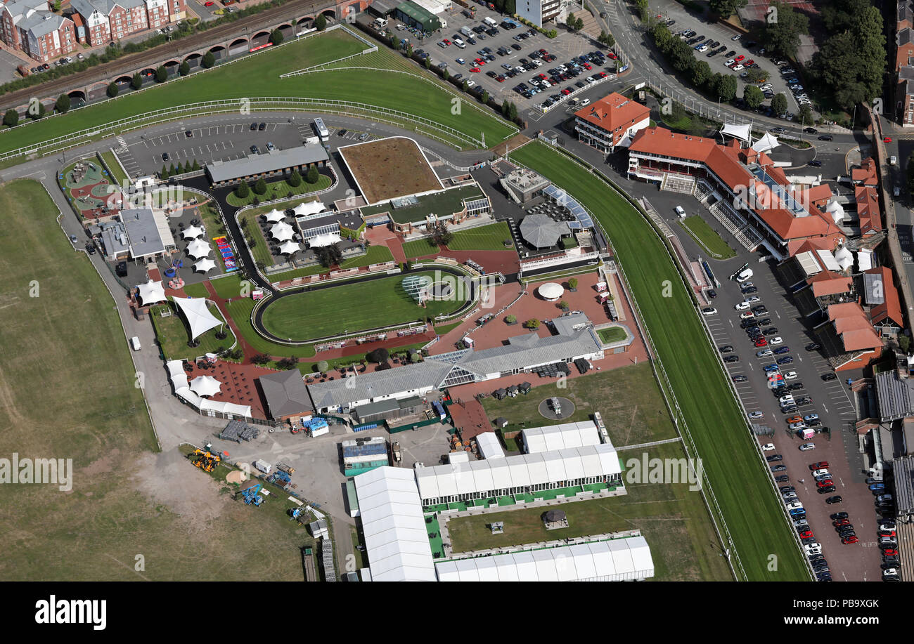 Vista aerea della tribuna a Chester Racecourse Foto Stock