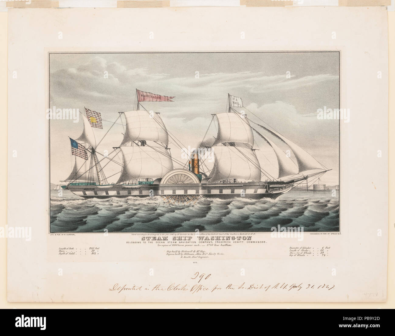 1571 nave a vapore Washington- appartenente all'Oceano Steam Navigation Company, Federico Hewitt Commander LCCN2001706279 Foto Stock