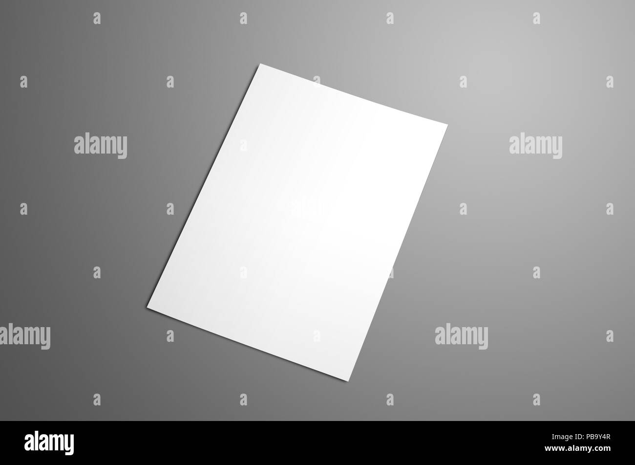 Vuoto universale A4, (A5) bi-fold brochure con morbide ombre realistiche isolati su grigio. La brochure è mostra il coperchio anteriore. Un modello può essere utilizzato fo Foto Stock
