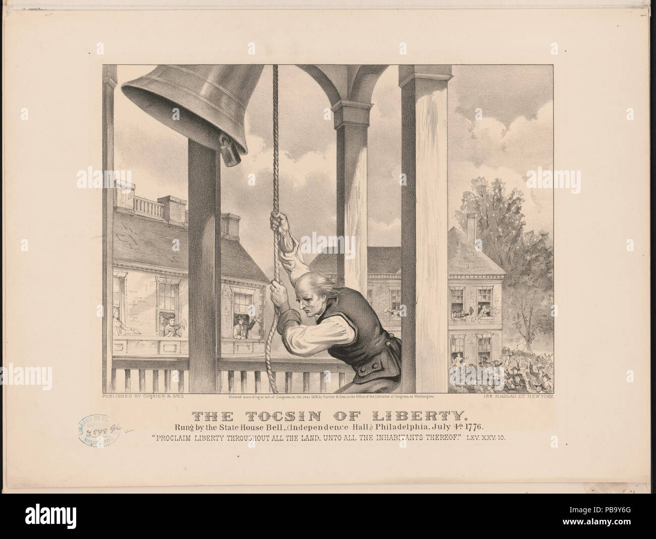 1707 Il Tocsin della libertà- rung dallo stato house bell, (Independence Hall;) Philadelphia, Luglio 4th. 1776 LCCN2002697139 Foto Stock