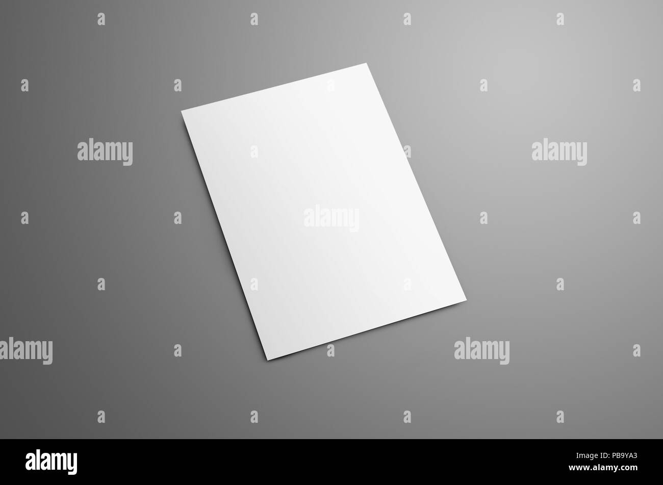 Vuoto universale A4, (A5) bi-fold brochure con morbide ombre realistiche isolato su sfondo grigio. La brochure è mostra il retro copertina. Modello Foto Stock