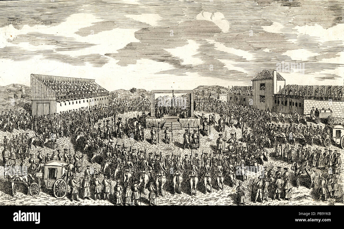 La stampa intitolata " una vista prospettica della esecuzione del Signore Ferrers a Tyburn il 5 maggio 1760 per l'assassinio del suo maggiordomo' Foto Stock