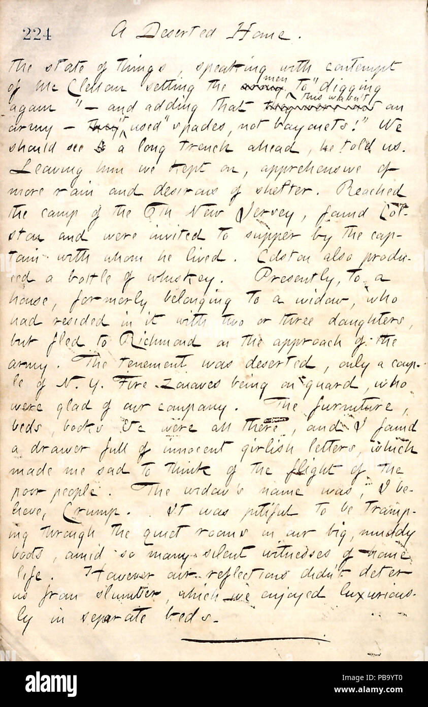 1729 Thomas Butler diari Gunn- Volume 19, pagina 255, 22 maggio 1862 Foto Stock