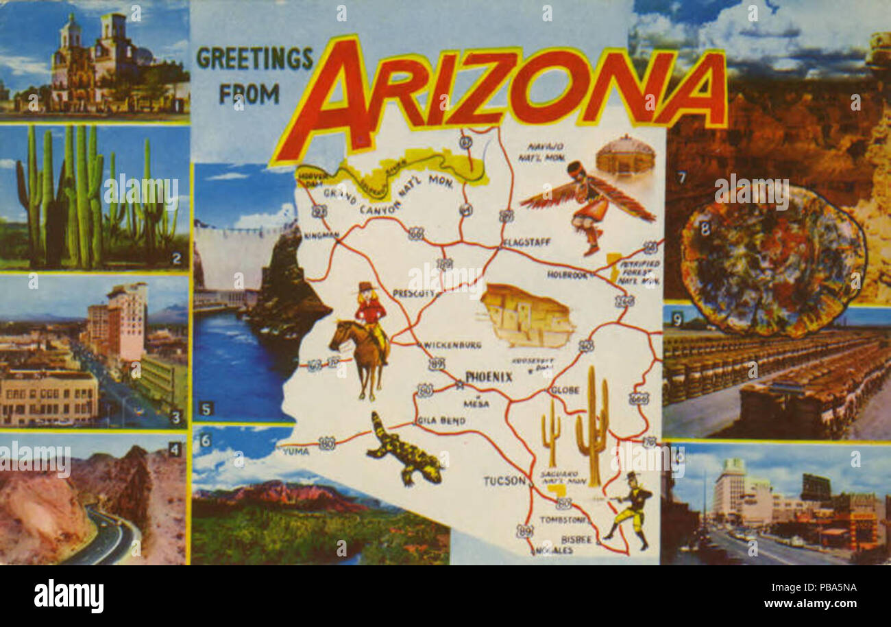 1050 La missione di San Xavier del Bac, Saguaro, Tucson, Hoover Dam, Oak Creek Canyon, Gand Canyon, dipinte... (Bni 433786) Foto Stock